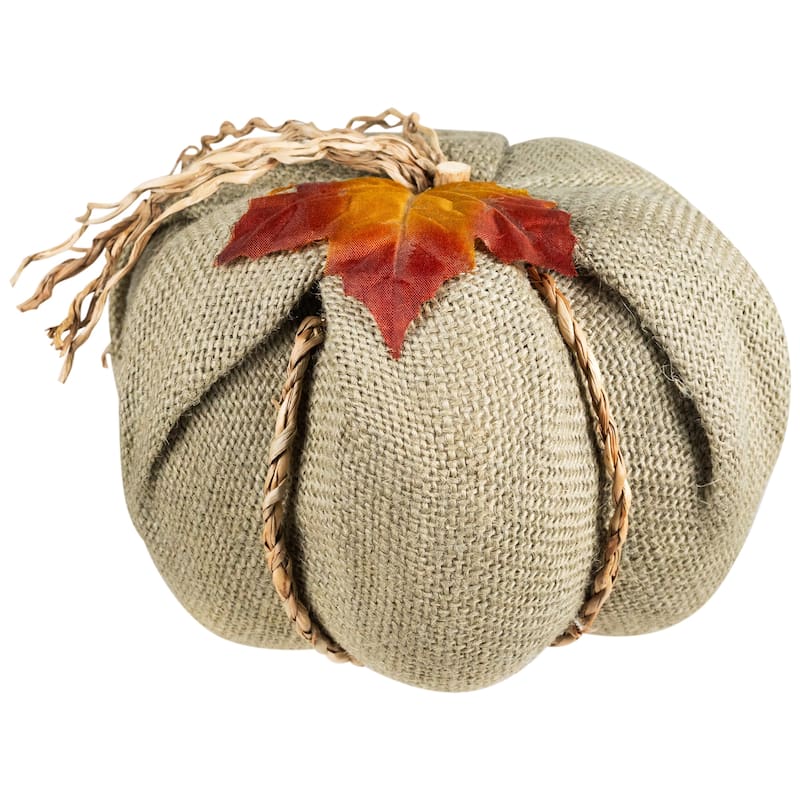 Burlap and Jute Fall Harvest Pumpkin Decoration - 6.75" - Beige
