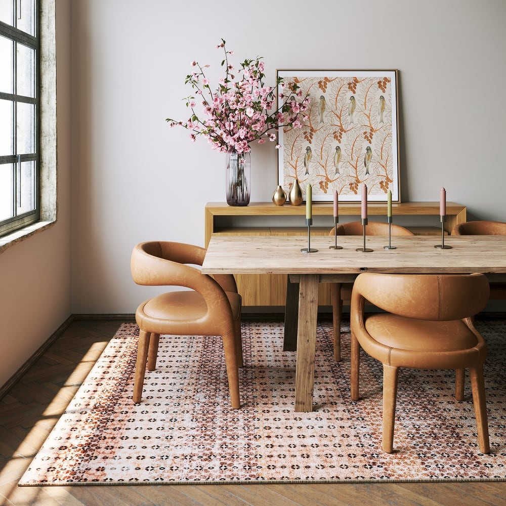 Padma Lakshmi Feline Dotted Stripe Washable Area Rug