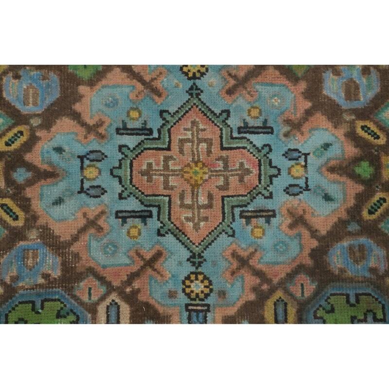 Hand Knotted Oriental 100% Wool Carpet Traditional Floral Green Tabriz Area Rug - 9' 5'' X 6' 4''