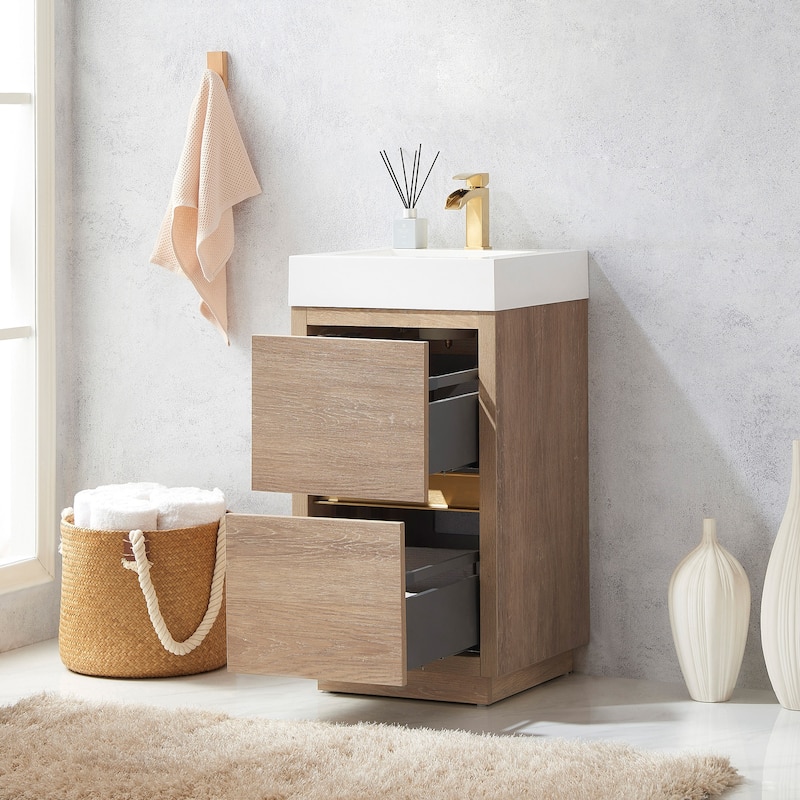 Huesca 18" Single Sink Bath Vanity with White Sink Top, no Mirror