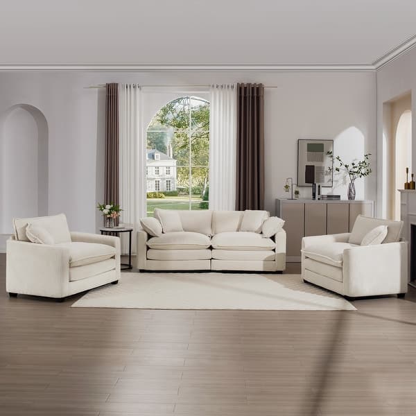 Sofa Set - Includes One 2-Seater and Two Single Sofas with Soft Cushions and Pillows - Bed Bath & Beyond