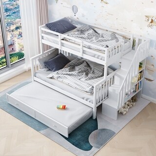 Modern Twin-Over-Full Bunk Bed with Twin size Trundle - Bed Bath ...