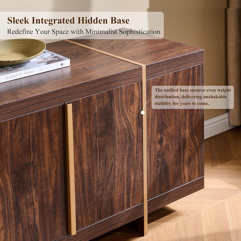 Modern 70" TV Stand, Entertainment Center, Handle-Free Hidden Design