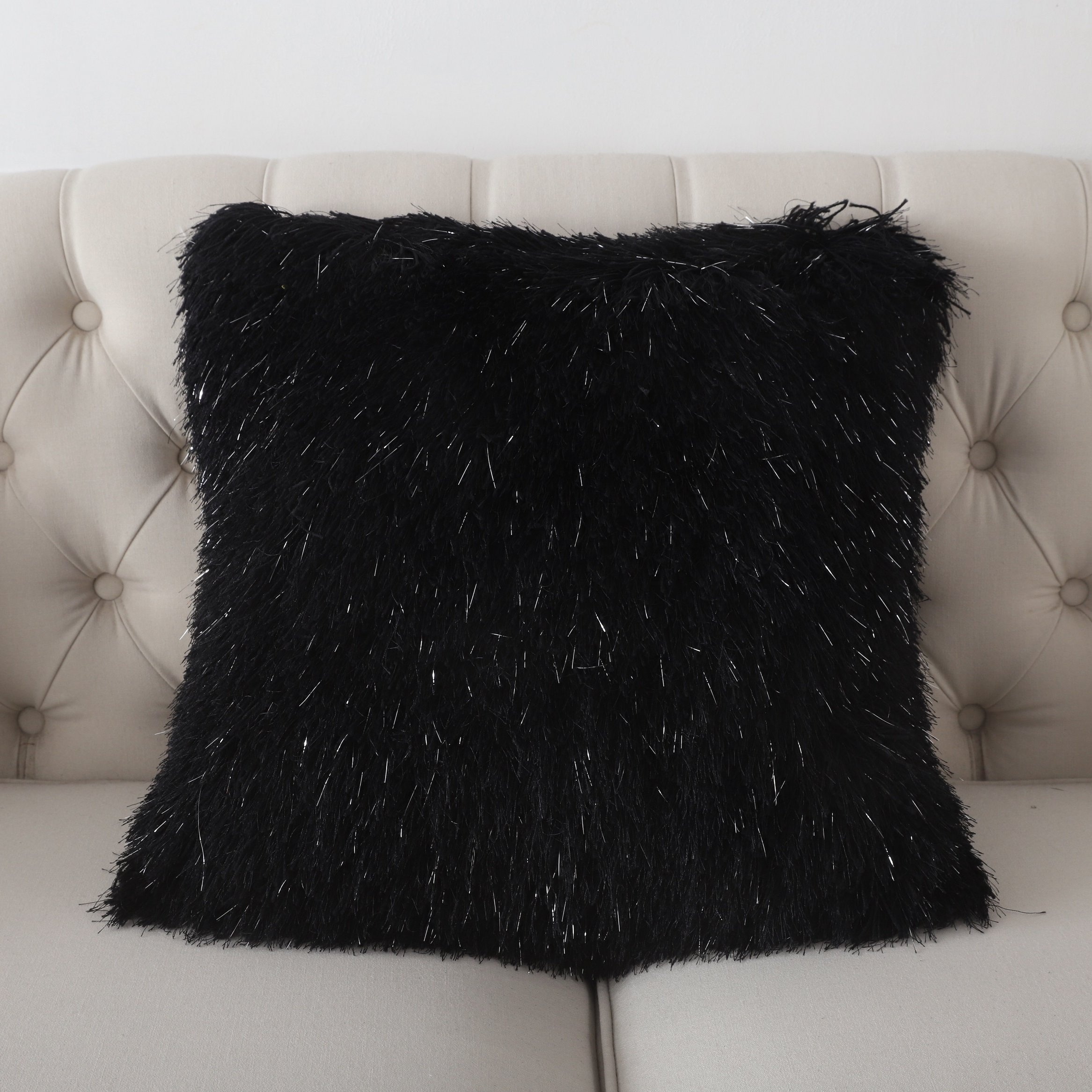 Black shag hot sale pillow