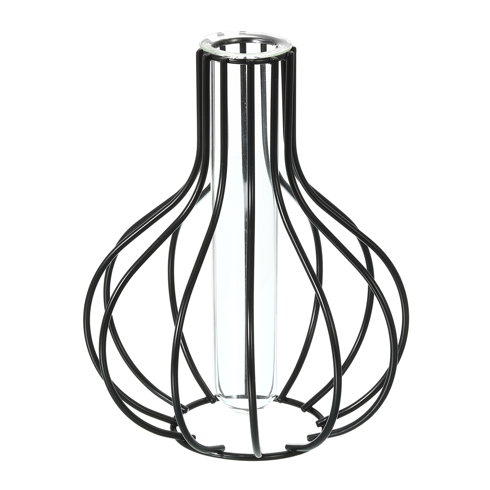 Metal Rack Stand Clear Glass Flower Vase Plant Container Star Shaped, Gold Gold, Clear Bed