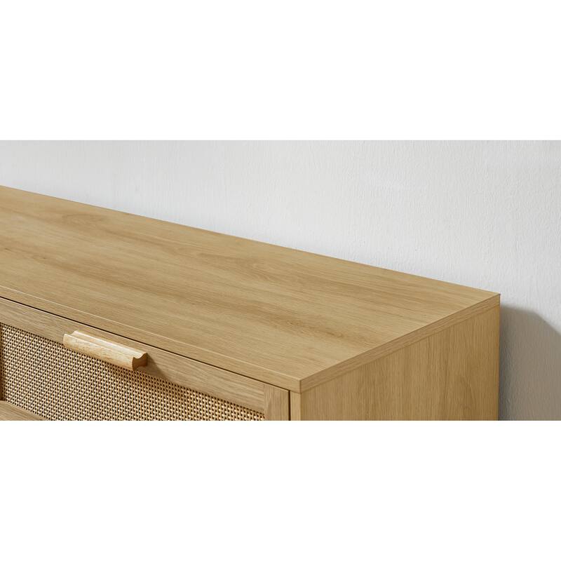 Modern Stylish Double Dressing Drawers with 8 Rattan Drawers, for Childrens Room Living Room Entryway Hallway