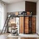 preview thumbnail 2 of 15, Twin Size Metal & Wood Loft Bed with Desk and Wardrobe,Black