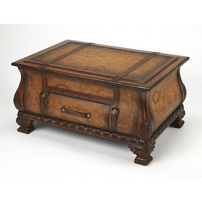 HomeRoots Old World Vintage Style Map Bombe Coffee Table - 38