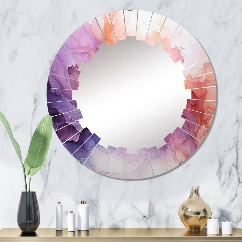 Designart "Vibrant Swirls" Abstract Spirals Modern Wall Mirror - 32in.x32in.