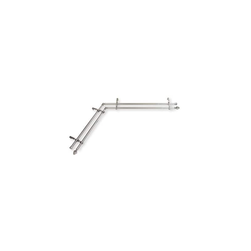 Corner Window Curtain Rod Double Rod Set Adjustable 120-170" Satin Nickel - M