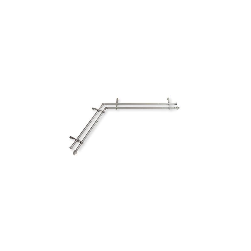 Corner Window Curtain Rods, 48-84" Adjustable, Satin Nickel Double Rod Set, Rustic Home Decor - M