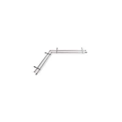 Corner Window Double Curtain Rod - Satin Nickel, 28-48" Adjustable - Layering Drapery Rod Set - M