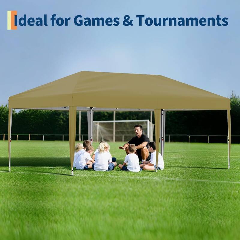 Portable Outdoor 10x20 Pop Up Canopy Tent for Picnics, Camping - Tan