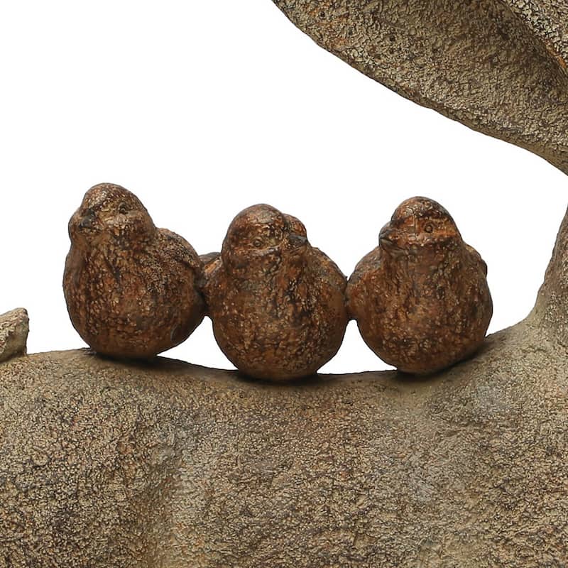 Decorative Resting Rabbit with Birds Figurine