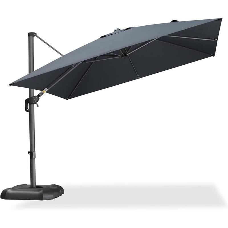 PURPLE LEAF 10 ft Square 360 Degree Rotation Patio Cantilever Umbrella - Grey