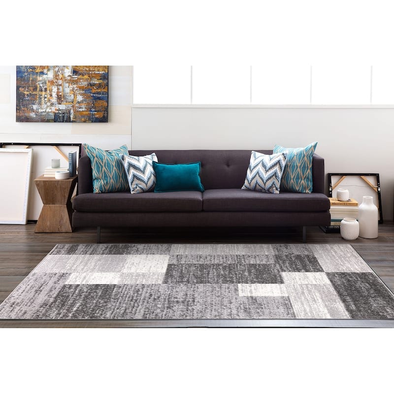 World Rug Gallery Modern Geometric Boxes Area Rug