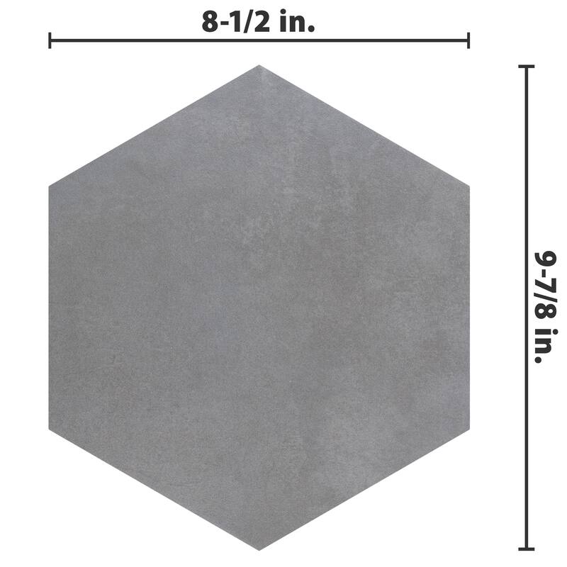 Merola Tile Industrial Hex Silver 8-1/2" x 9-7/8" Porcelain Floor and Wall Tile