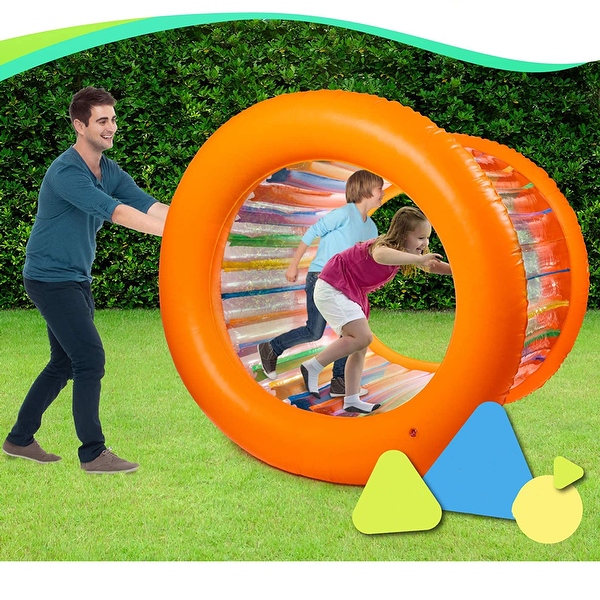 Giant inflatable shop roller wheel