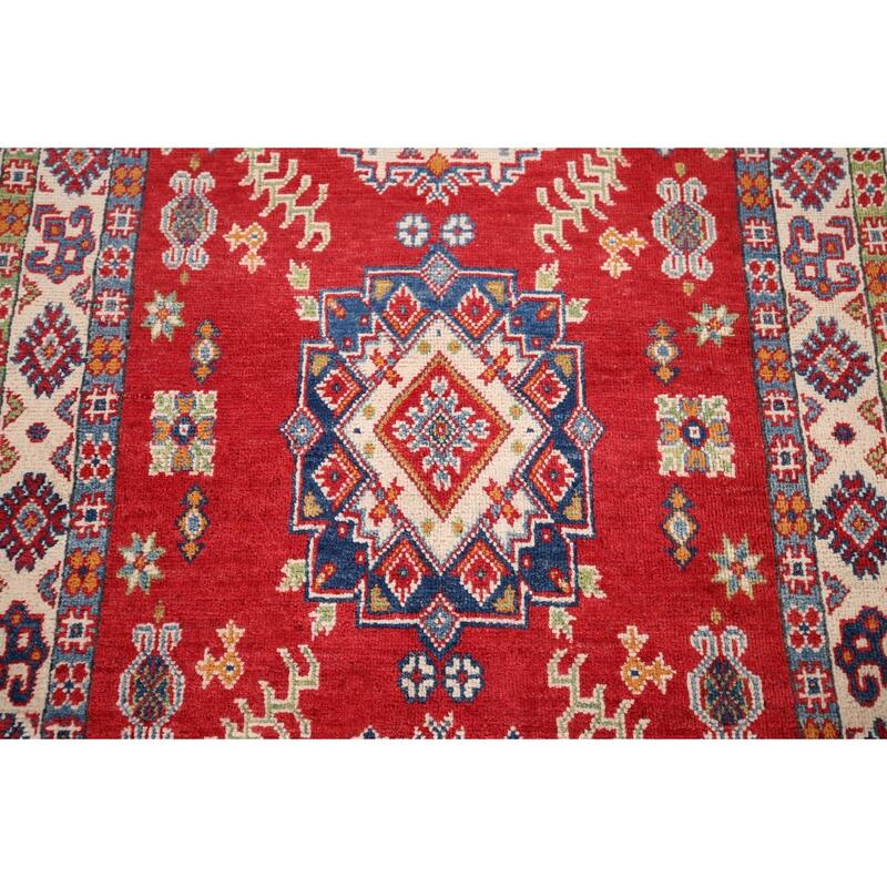 Red Kazak Oriental Accent Rug Handmade Wool Carpet - 3'2" x 5'6"