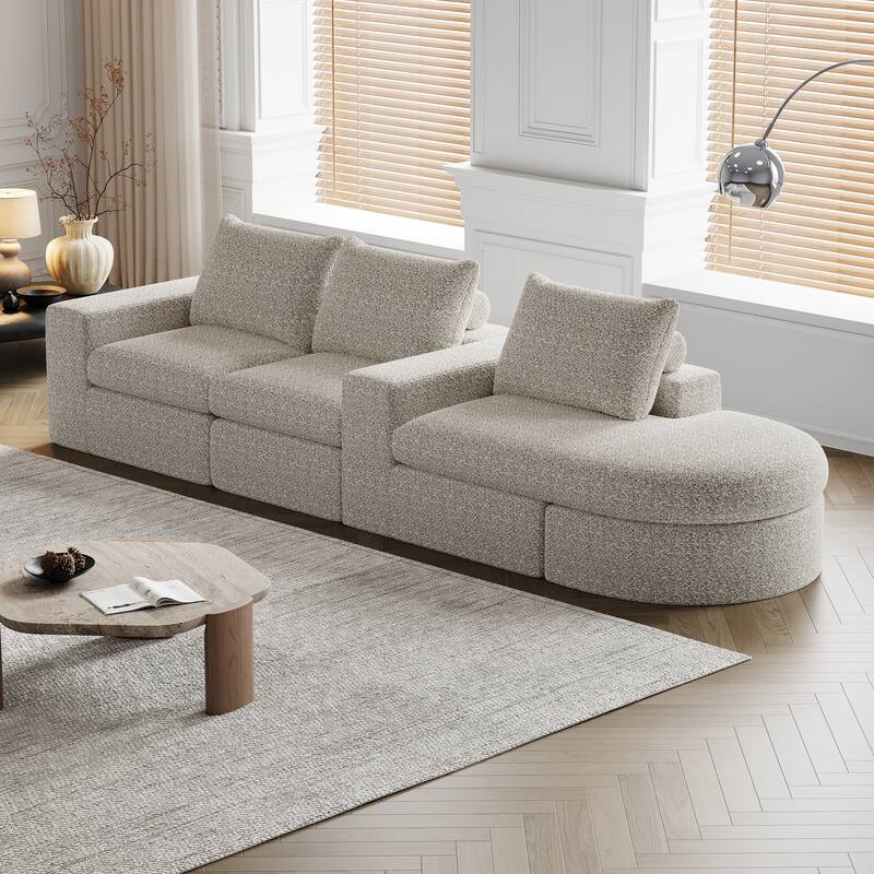 99-Inch Chenille Cloud Curved Sectional Sofa with Chaise, L-Shaped Modern Boneless Couch with Deep Seats,Sectional Sofa