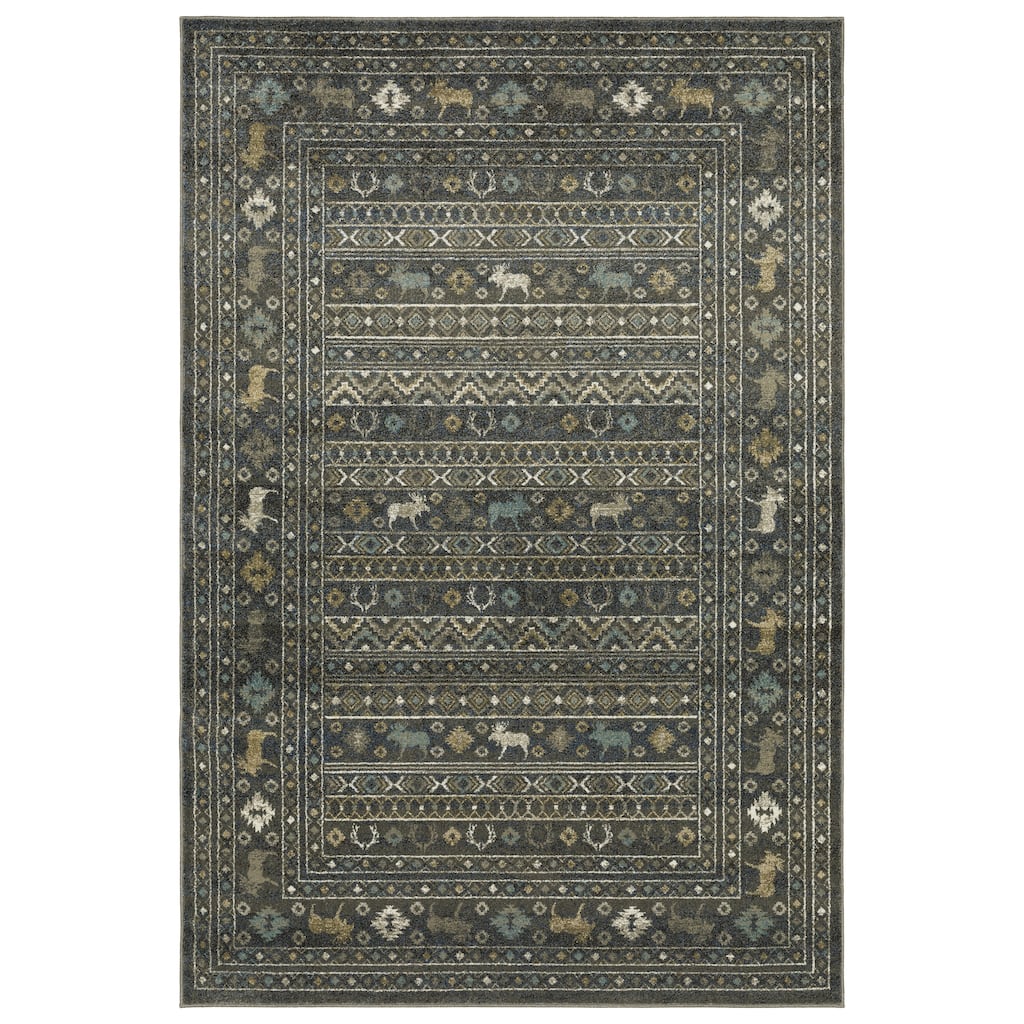 Style Haven Vance Southwestern Lodge Blue/ Gold Area Rug.