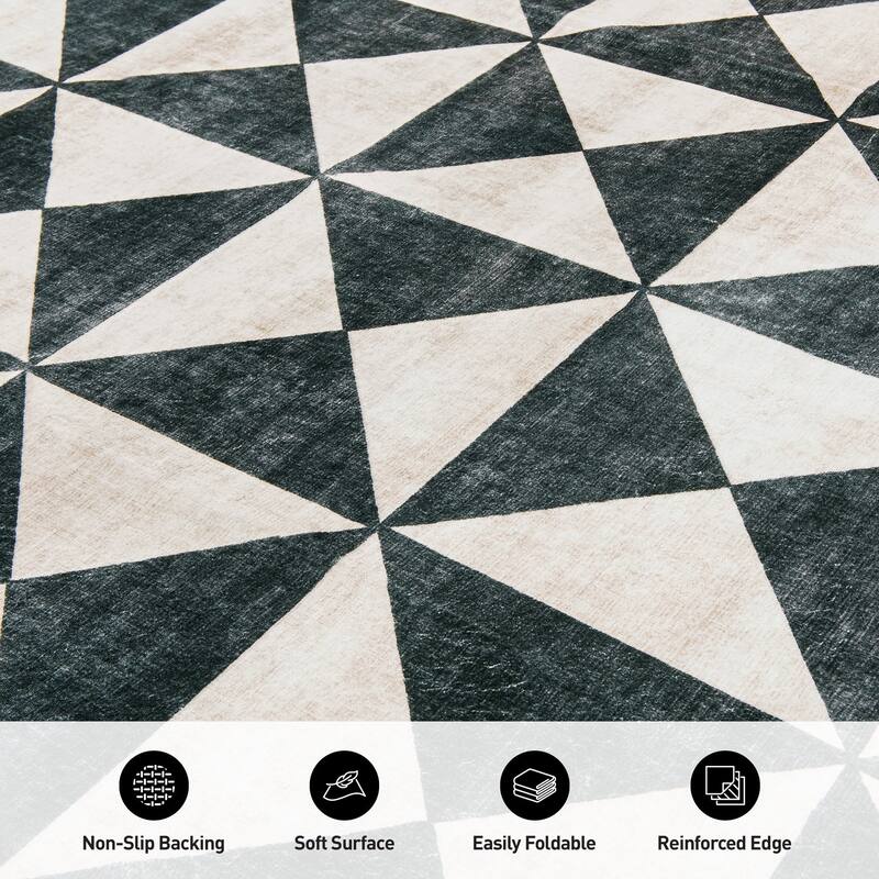 World Rug Gallery Geometric Diamond Washable Non Slip Area Rug
