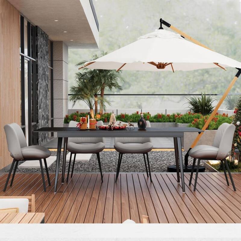 70.8-inch Outdoor Rectangular Sintered Stone Dining Table - 70.8"Wx35.4"Dx29.5"H