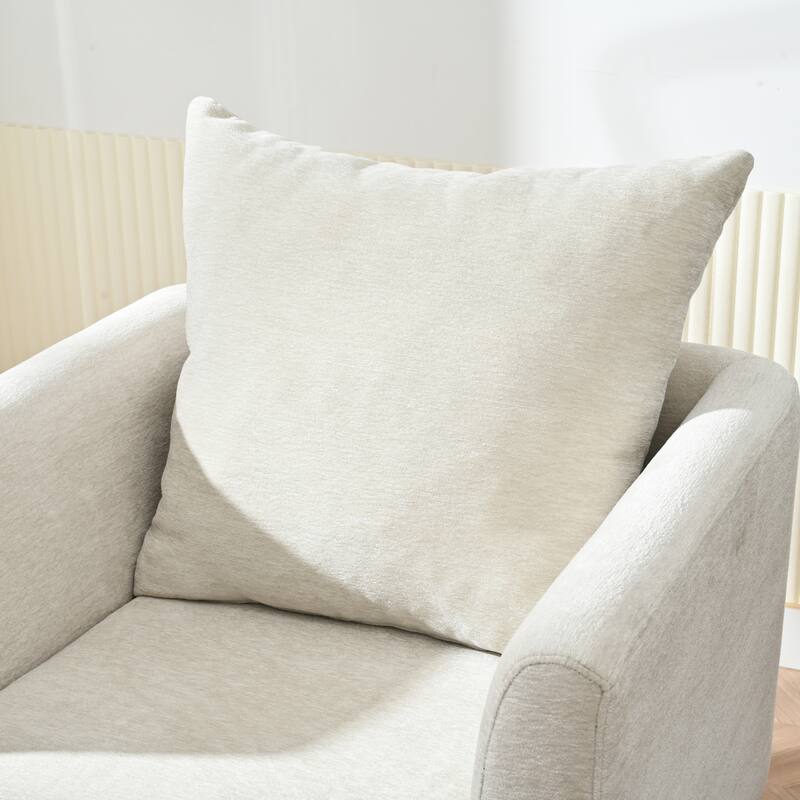 Modern Fabric Accent Chair with Wood Legs