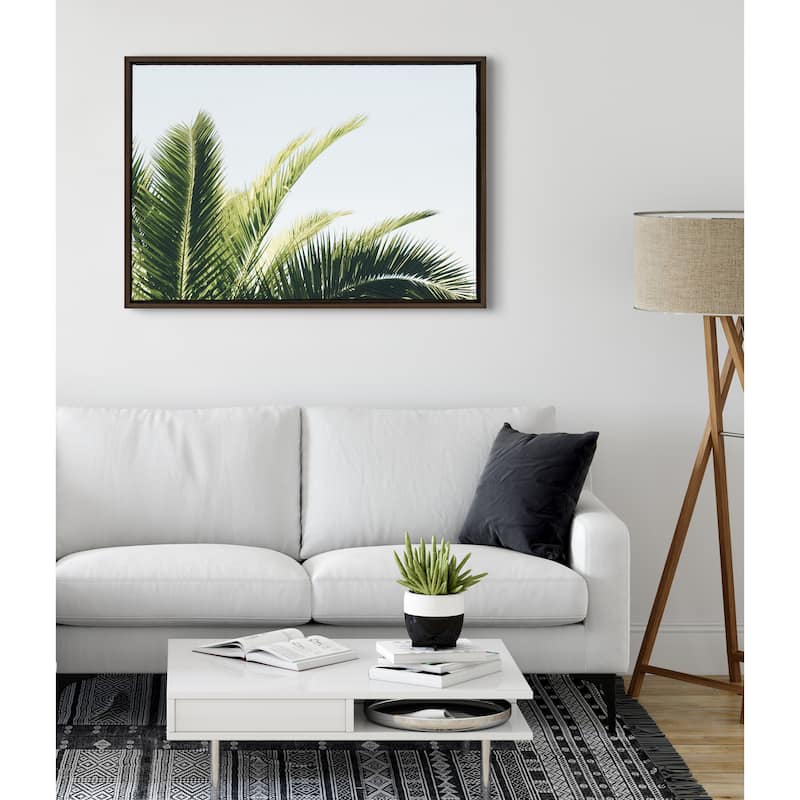 Kate and Laurel Sylvie Tropical Palm Framed Canvas by Amy Peterson