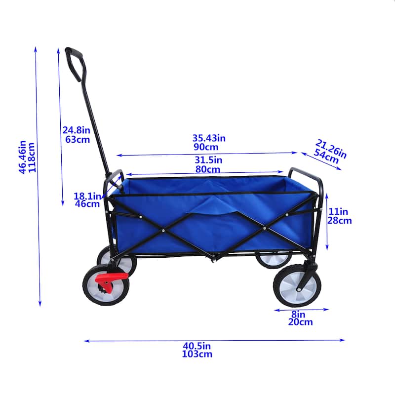 Folding Wagon Garden Shopping Beach Cart with Adjustable Handle