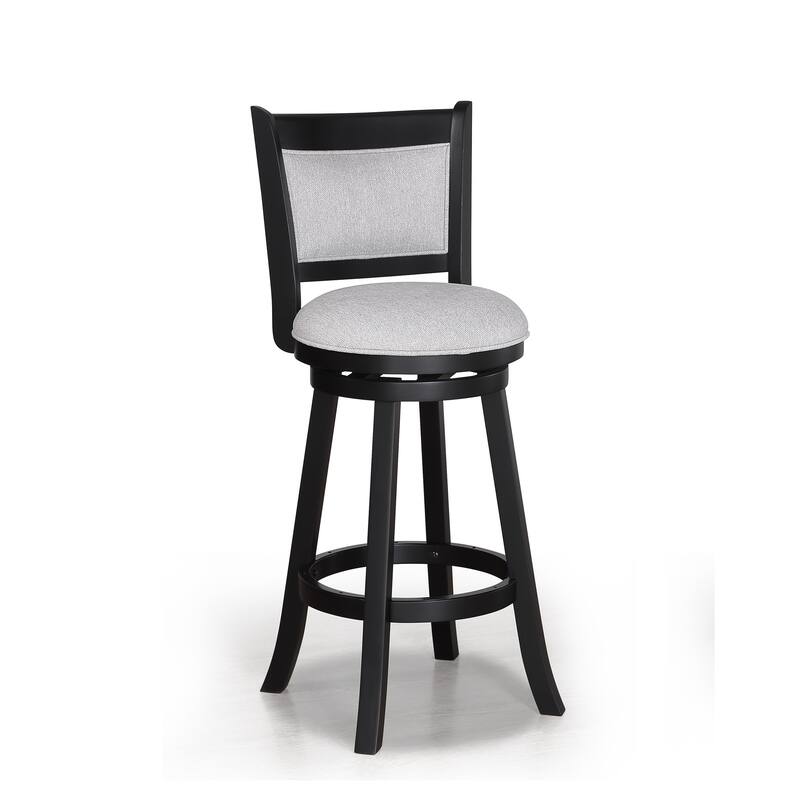 2Pc Swivel Pub Stools Counter Height Chair Upholstered Seat Footrest Wooden Dining Room Furniture Black/Dove