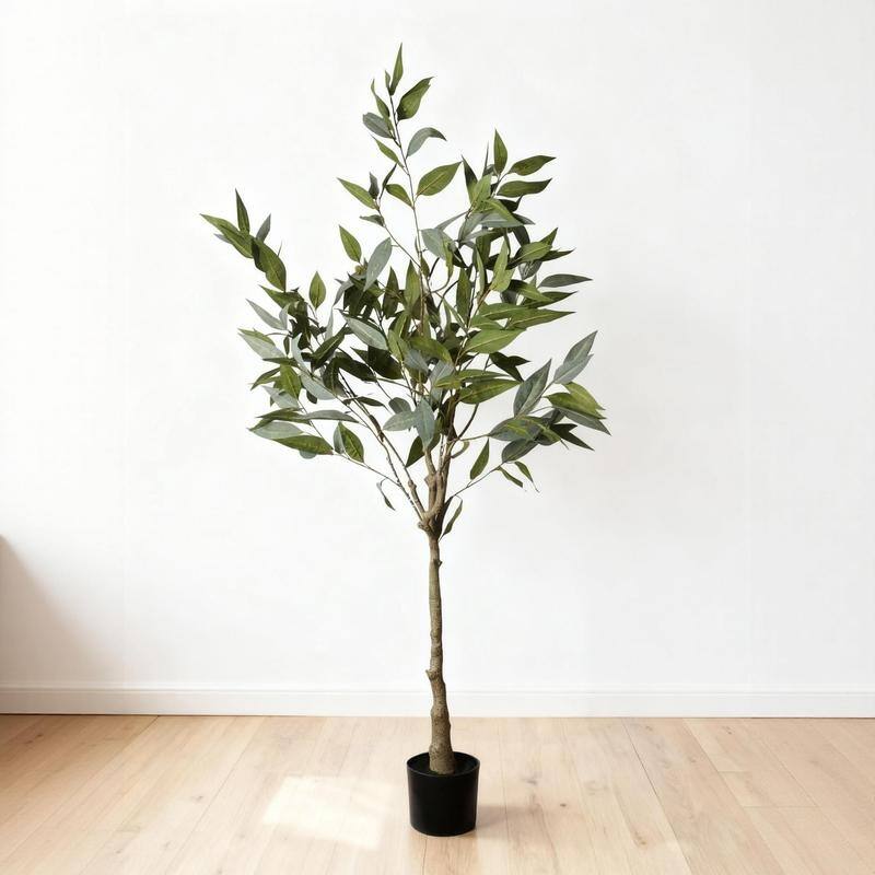5FT Artificial Eucalyptus Tree in Black Pot - Lifelike Indoor Faux Plant for Home & Office