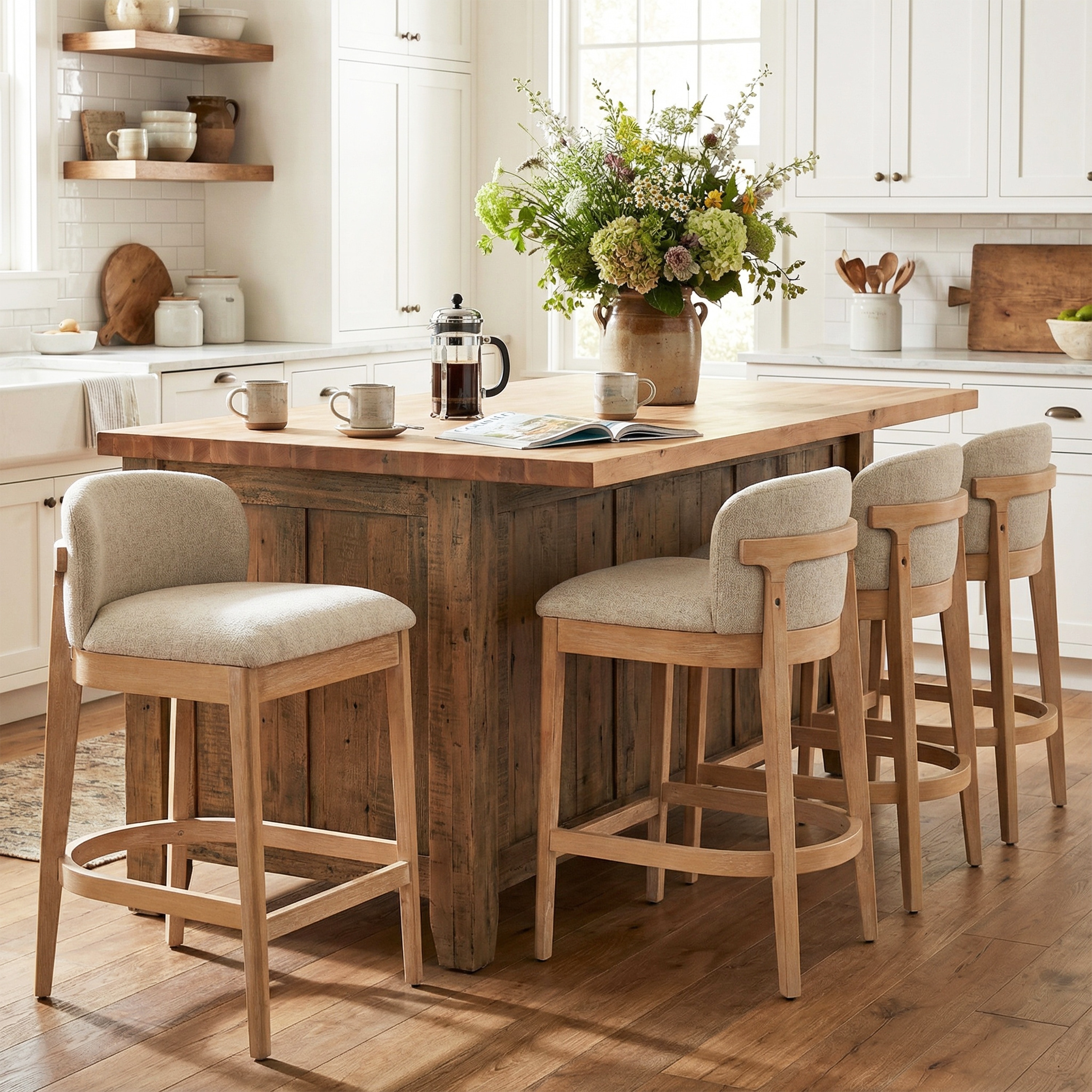 Christopher Knight Home - Calista Modern Wooden Upholstered Counter Stool