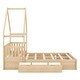 preview thumbnail 15 of 15, Wood Queen Size House Platform Bed with Guardrail and 2 Drawers