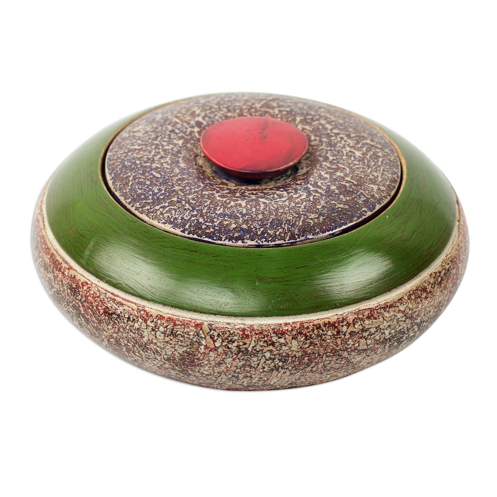 Novica Handmade Green Akan Promise Wood Decorative Box