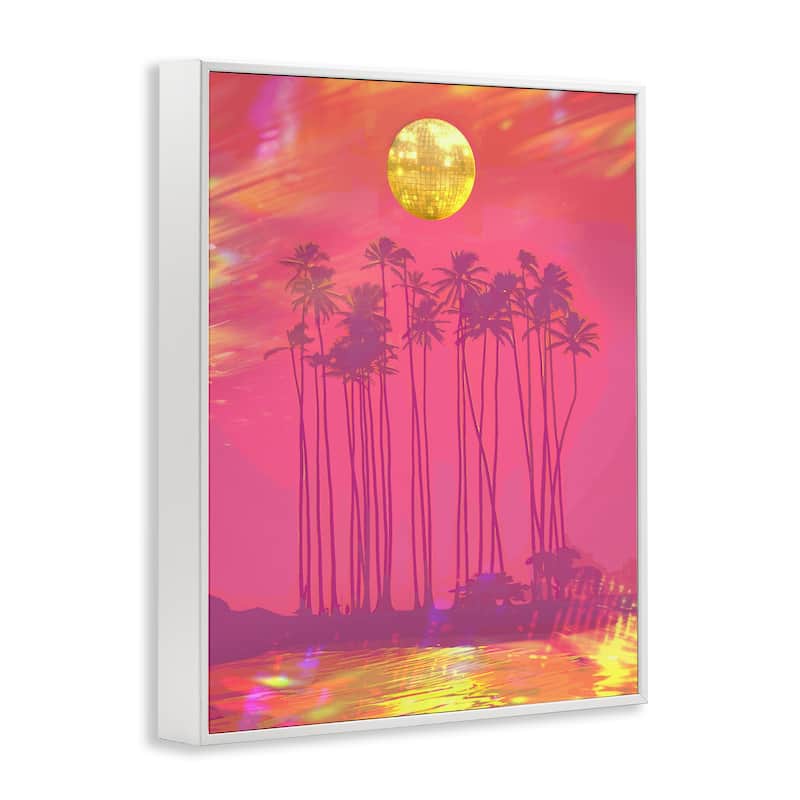 Stupell Disco Over Tropical Palms Framed Giclee Art Design By Lil' Rue
