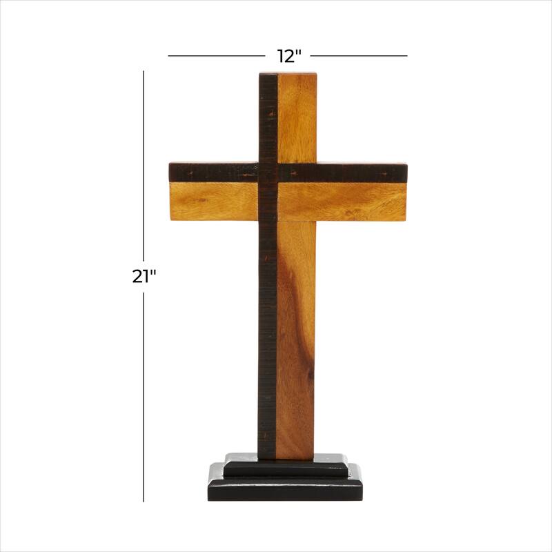 Brown Wood Modern Sculpture Cross 18 x 10 x 4 - 12 x 4 x 21