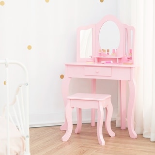 Little Lady Alessandra Medium Corner Play Vanity - Pink - 26"L x 11.625"W x 40"H