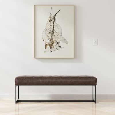 WYNDENHALL Mira 56 inch Wide Rectangle Modern Leather Ottoman Bench in Brown