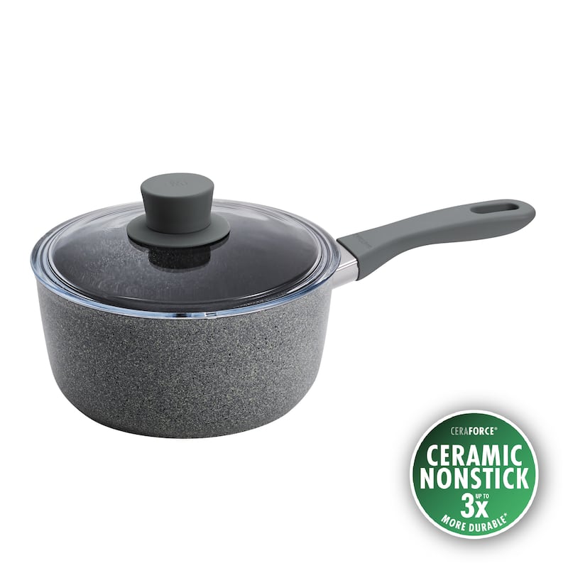 ZWILLING Parma Plus Ceramic Aluminum Ceramic Nonstick Saucepan with Lid - Grey