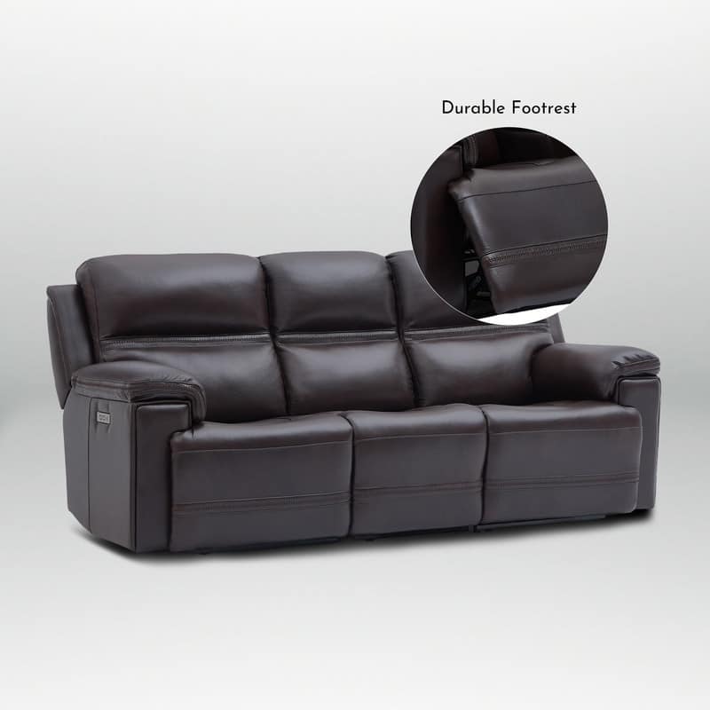 Genuine Leather Dual Power Sofa with Zero Gravity, Adjustable Headrest, Footrest, USB/Type-C & Cross-stitching Detail