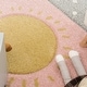 preview thumbnail 3 of 6, Colorful Kids Rug for Girls Room with Rainbows & Clouds in Pink