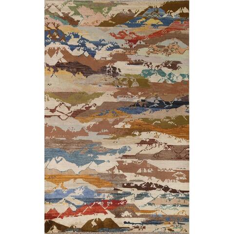 Hand-knotted Hand-knotted Abstract Gabbeh Kashkoli Oriental Area Rug - 5'7''x 7'9''