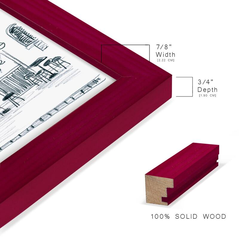 Italian Street Sketch II -Framed Print w/glass-Cherry Red
