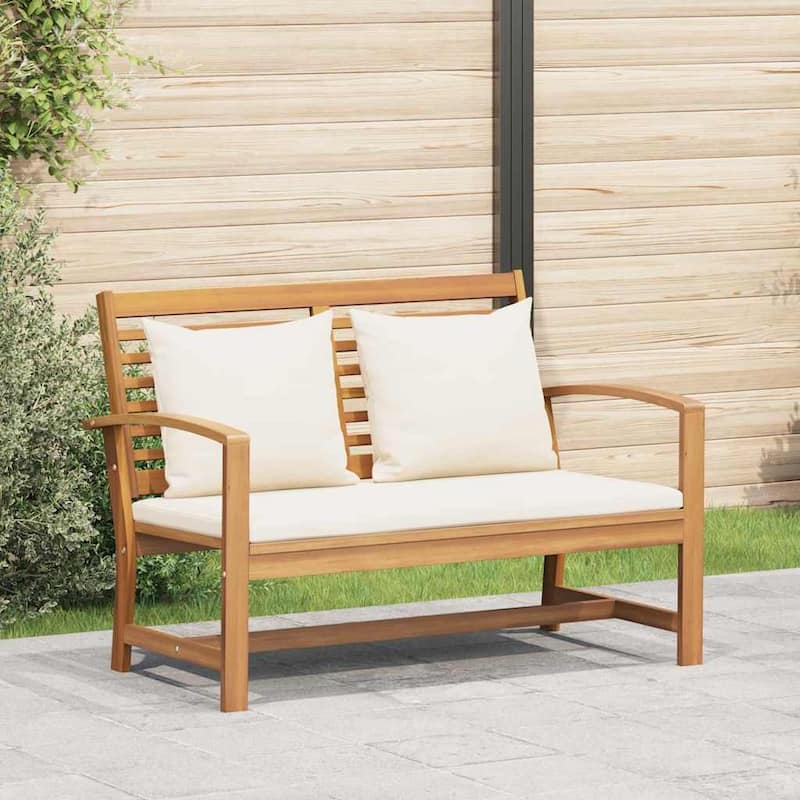 vidaXL Garden Bench Natural 110 x 64 x 76.5 cm Solid teak wood - 43.3 x 25.2 x 30.1 - Natural and cream-Bench