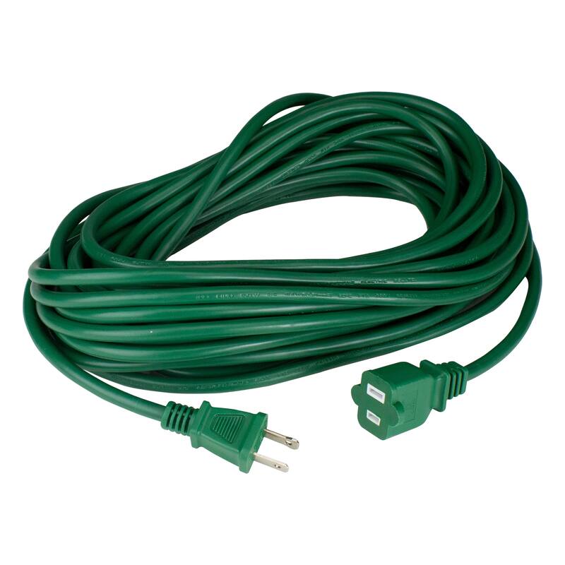 40' Green 2-Prong Outdoor Extension Power Cord with End Connector