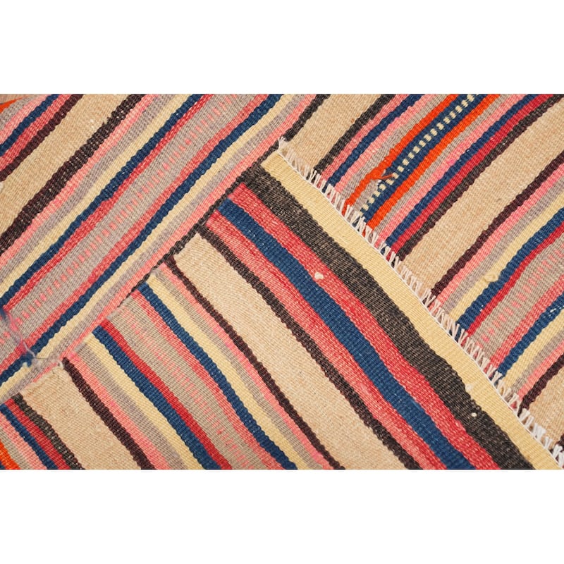 Hand Woven Oriental 100% Wool Carpet Southwestern Geometric Multi-Colored Kilim Area Rug - 8' 3'' X 4' 8''