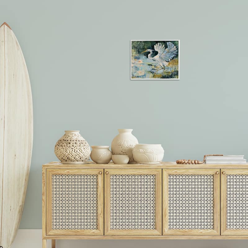 Stupell Heron with Spread Wings Framed Giclee Art Design By Dusza