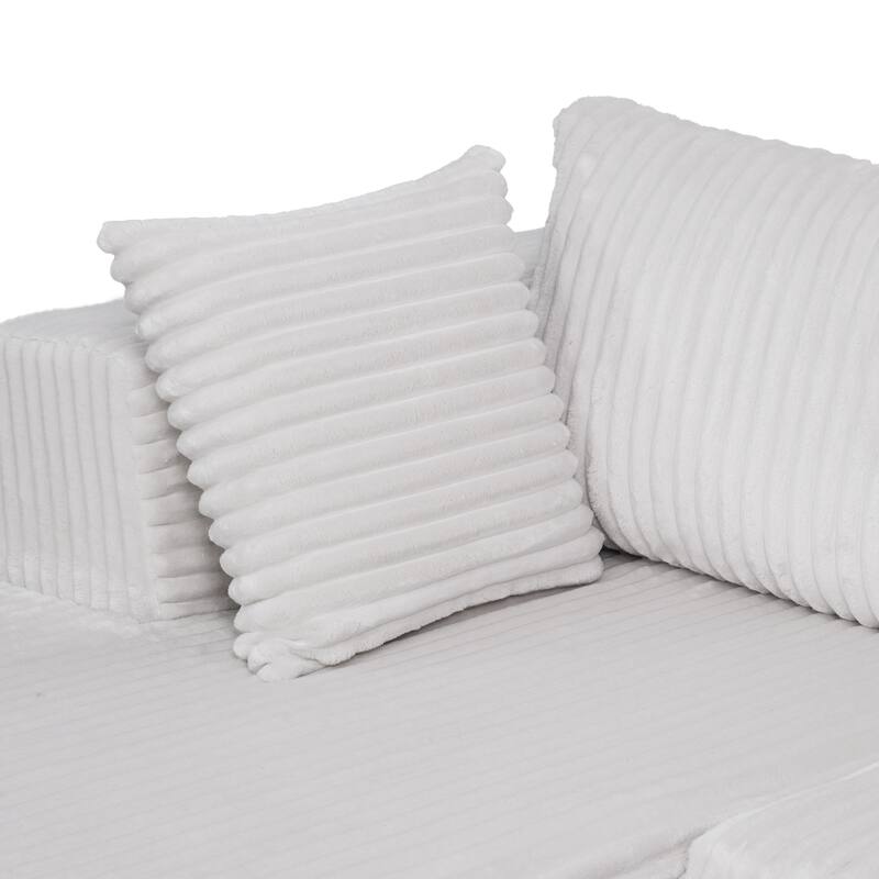 105.11" L-Shaped Chenille Sectional Sofa with All-Foam Structure, 6 Pillows and Space-Saving Design (Right Chaise)