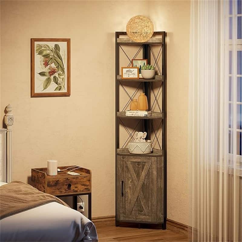 Corner Bookshelf - 12.5"D x 18.9"W x 70.91"H